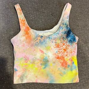 Harmony Balance Tie Dye Splatter Paint Multicolor Padded Sports Bra Top